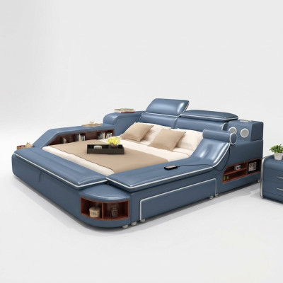Leather bed beds cushion double multifunction 180x200 leather bed frame
