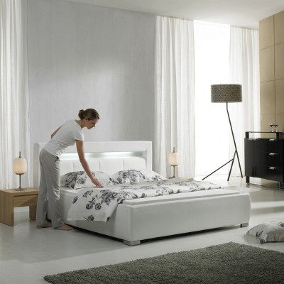 Leather bed upholstery design luxury double hotel bedroom matrimonial beds