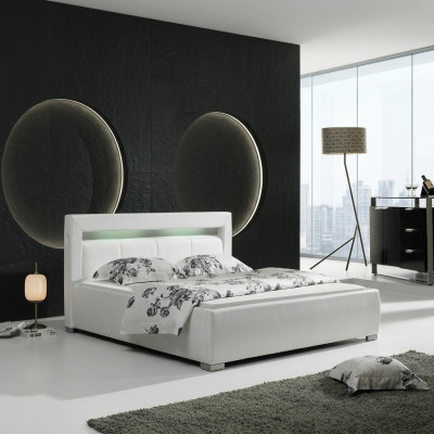 Leather bed upholstery design luxury double hotel bedroom matrimonial beds