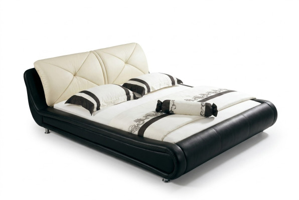 Leather bed upholstery luxury design double hotel wood beds sleep room