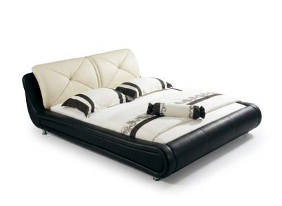 Leather bed upholstery luxury design double hotel wood beds sleep room