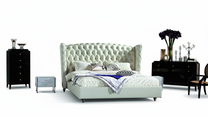 Luxury designer bed Chesterfield leather bed upholstered bed bedroom marriage