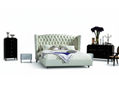 Luxury designer bed Chesterfield leather bed upholstered bed bedroom marriage