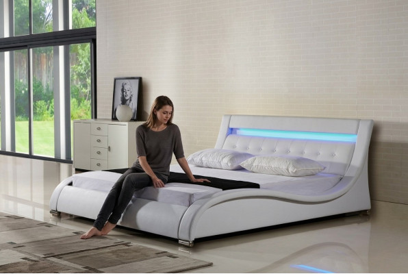 Leather bed upholstered bed bed beds leather leather upholstery double with lighting