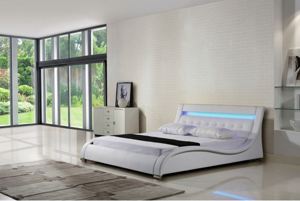 Leather bed upholstered bed bed beds leather leather upholstery double with lighting