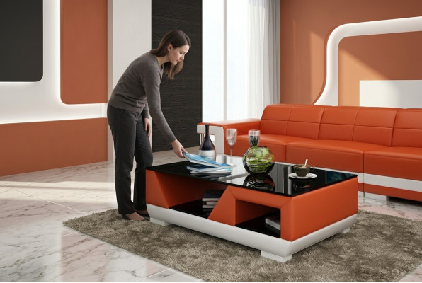 Classic luxury designer coffee table sofa living room decor table leather