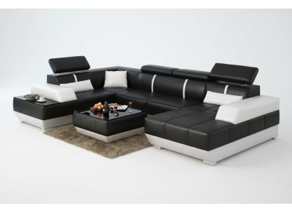 Design living landscape U-shape large corner sofa couch upholstery XXL suite