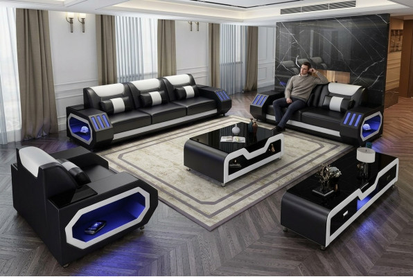 Leather sofa couch suite 3+2 set modern design sofa seating new
