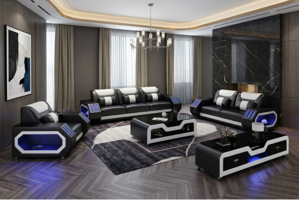 Leather sofa couch suite 3+2 set modern design sofa seating new