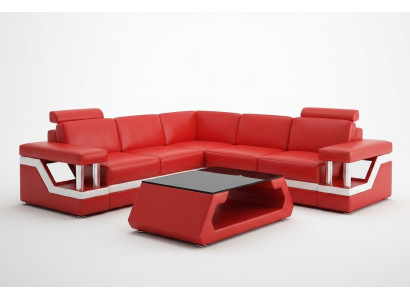 Designer Sofa Couch Corner Sofa Leather Textile Upholstery Set Living Landscape