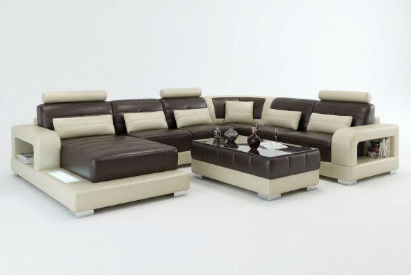 Brown leather corner sofa couch design seating upholstery suite
