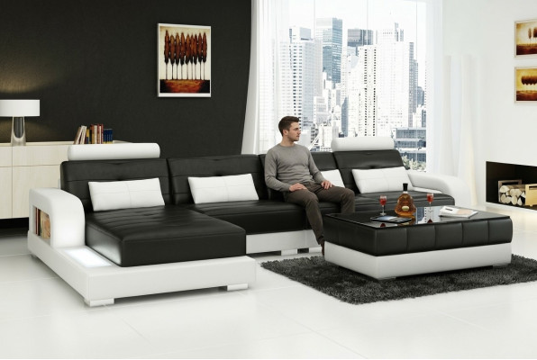 Corner sofa leather couch upholstery living landscape