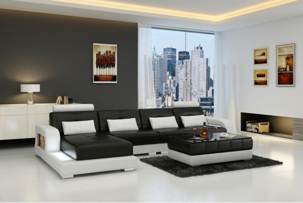 Corner sofa leather couch upholstery living landscape