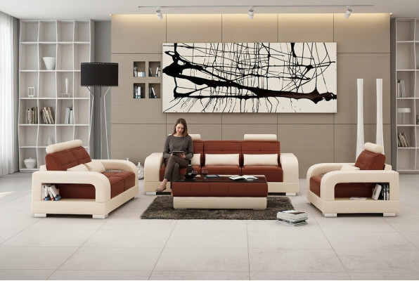 Modern leather sofa couch suite 3+2+1 set design sofa xlmoebel
