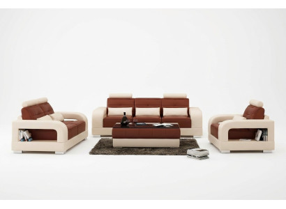 Modern leather sofa couch suite 3+2+1 set design sofa xlmoebel