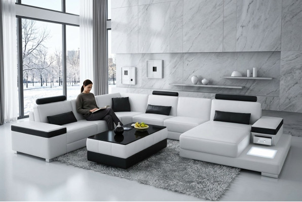 Leather sofa designer sofa U-shaped living landscape couch upholstery decor corner sofa