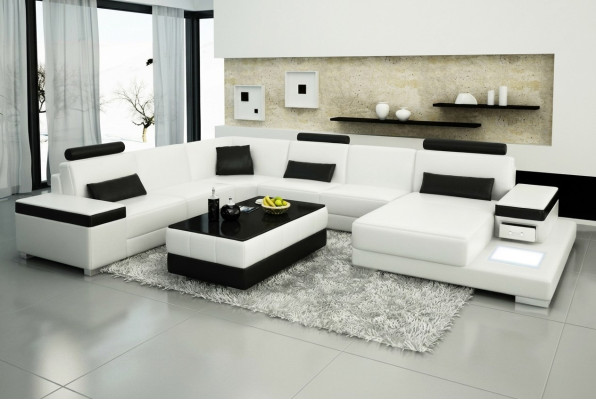 Leather sofa designer sofa U-shaped living landscape couch upholstery decor corner sofa