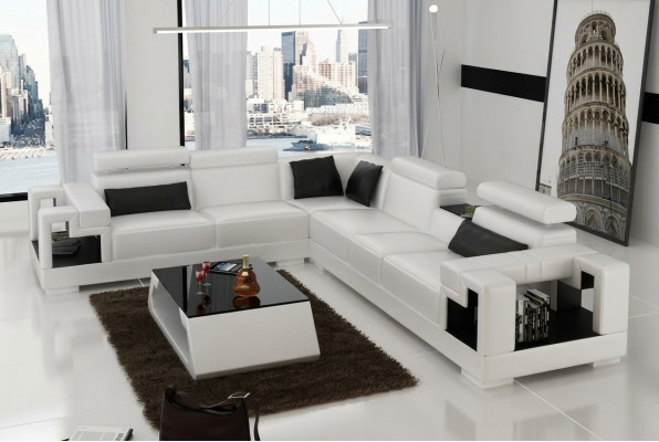 Designer sofa couch corner sofa leather living landscape fabric upholstery suite
