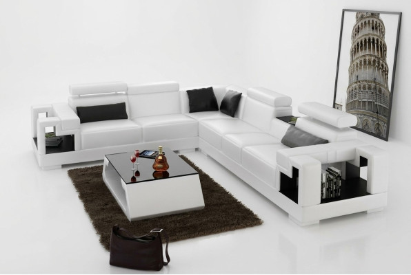 Designer sofa couch corner sofa leather living landscape fabric upholstery suite