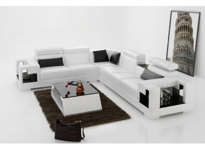 Designer sofa couch corner sofa leather living landscape fabric upholstery suite