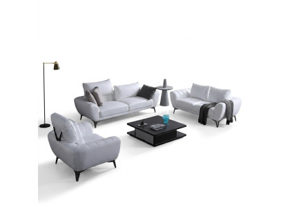 Leather sofa couch living landscape 3+2+1 seater sofa suite design new