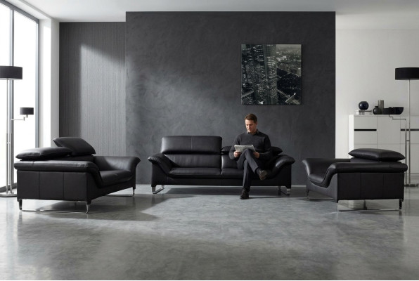 Leather sofa couch living landscape 3+2 seater set design modern decorative sofa