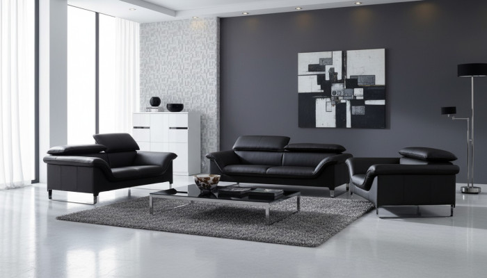 Leather sofa couch living landscape 3+2 seater set design modern decorative sofa