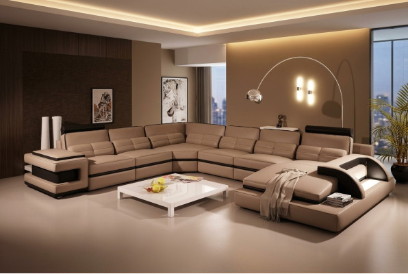 Designer U-Shaped Lounge Couch Corner Sofa Upholstered Suite Corner Suite Sofa