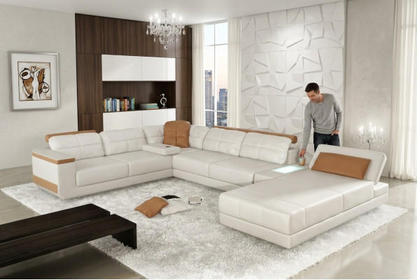Leather sofa custom-made corner sofa couch upholstery seat ensemble living landscape