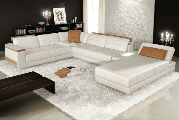Leather sofa custom-made corner sofa couch upholstery seat ensemble living landscape