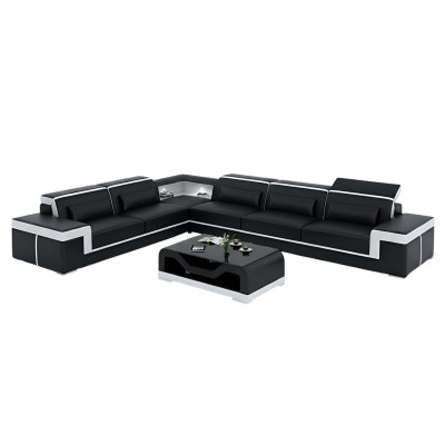 Designer sofa, couch, corner sofa, leather, textile ensemble, living area, upholstery