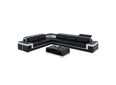Designer sofa, couch, corner sofa, leather, textile ensemble, living area, upholstery
