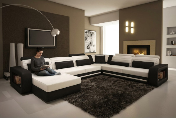 U-shaped sofa couch upholstered corner sofa suite living landscape leather design