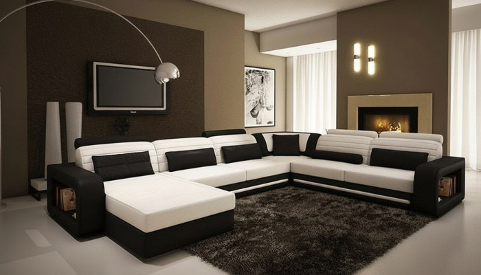 U-shaped sofa couch upholstered corner sofa suite living landscape leather design