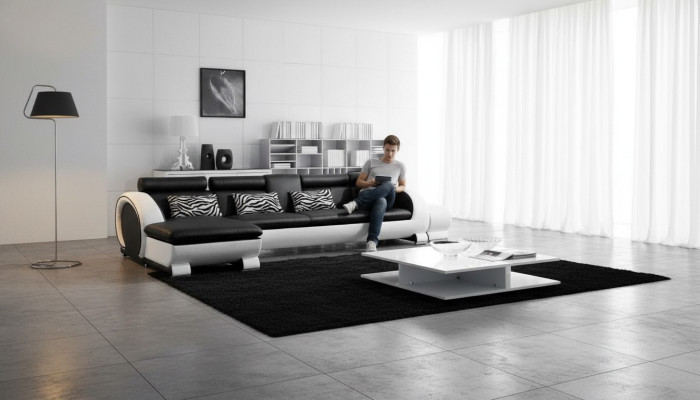Corner sofa leather sofa living landscape L shape decorative sofa couch upholstery seat corner