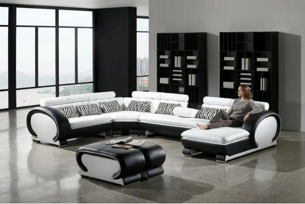 Corner sofa + 2x stools corner sets leather couches living room seating furniture