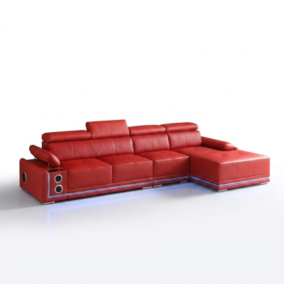 Couch Illuminated Leather Corner Sofa L Shape Sound LED Speakers Modern