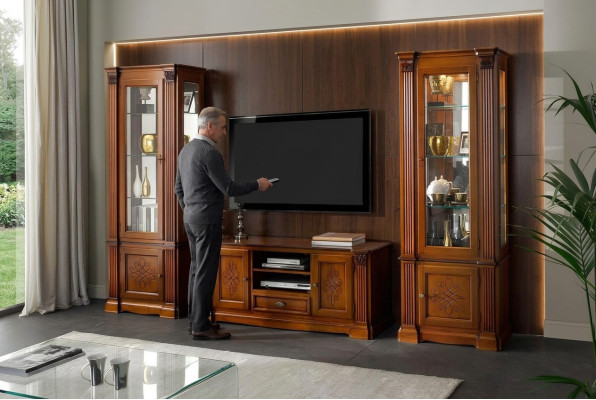 Classic living room display cabinet sideboard RTV shelf walls cabinet 3-piece solid wood