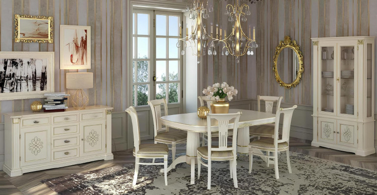 Complete Set Dining Table + 6 Chairs Dining Room Set Dining Group Solid Wood Table Tables 9-piece Set