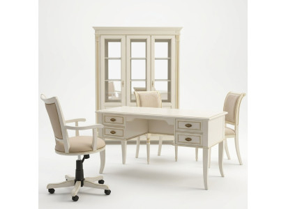 Desk set 3-piece office ensemble solid wood table executive chair cabinet furnishing new