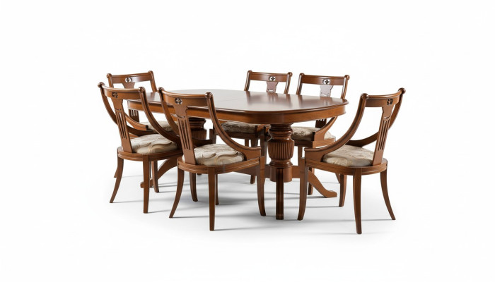 Dining table + 6 chairs dining room set classic table 7-piece set chair solid wood