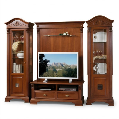 Classic living room wall solid wood display cabinet sideboard TV shelf walls cabinet 4-piece set.