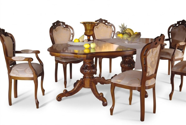 Dining table set table 6x chairs chair dining room set group solid wood 7-piece new