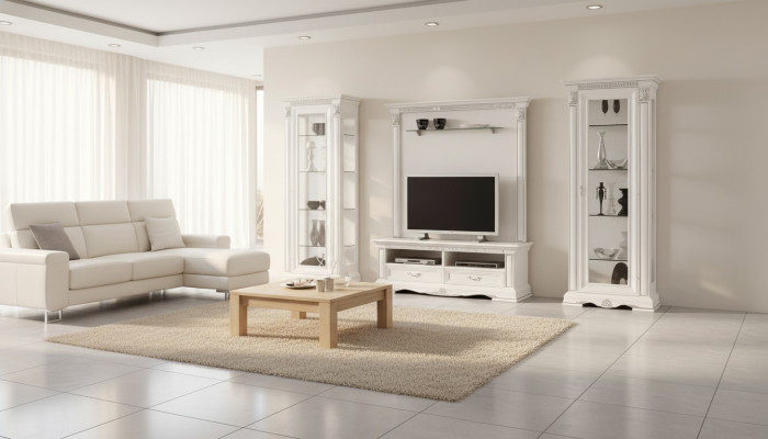 Classic living room wall cabinet display sideboard RTV shelf unit wardrobe 4-piece solid wood.