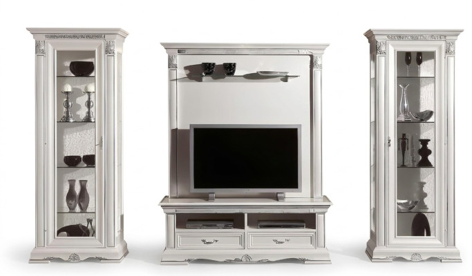 Classic living room wall cabinet display sideboard RTV shelf unit wardrobe 4-piece solid wood.