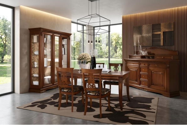 Dining Room Complete Set Table Sideboard 4x Chair Set Baroque Solid Wood