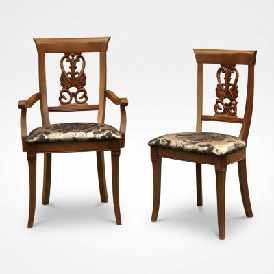 Chair Brown Design Living Room Wood Dining Chairs Upholstery with Armrest