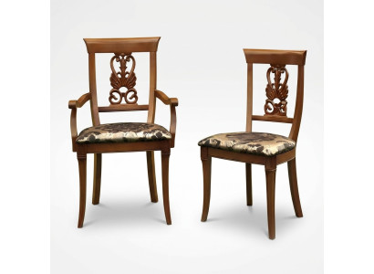 Chair Brown Design Living Room Wood Dining Chairs Upholstery with Armrest
