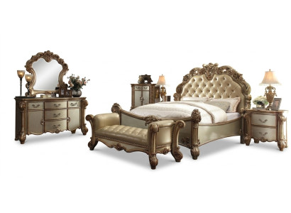 Bedroom set complete furniture nightstands dresser bed 7-piece wood