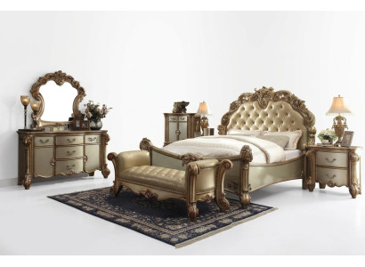 Classic Bed Baroque Chesterfield Rococo Style Double Leather Hotel Antique
